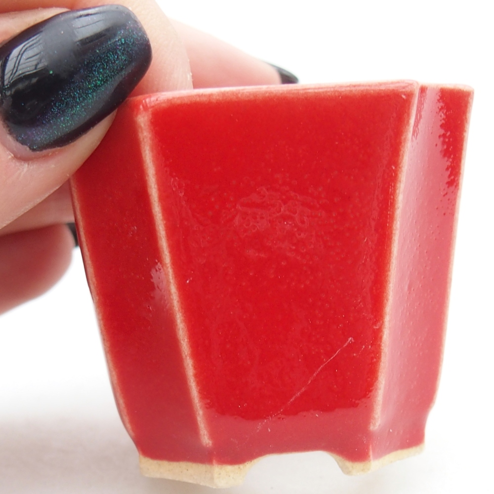 Mini bonsajová miska 4,5 x 4,5 x 4 cm, farba červená