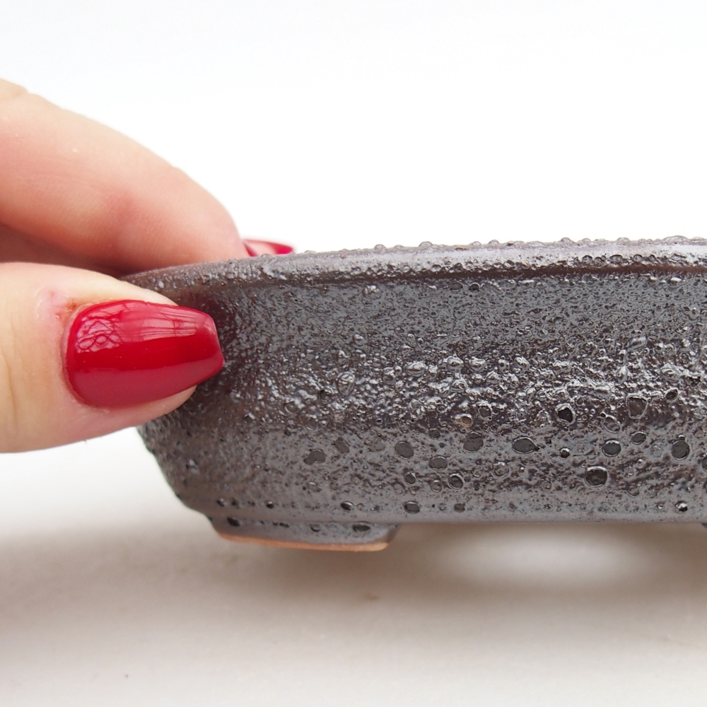 Keramická bonsajová miska 12 x 9,5 x 3,5 cm, farba kovu