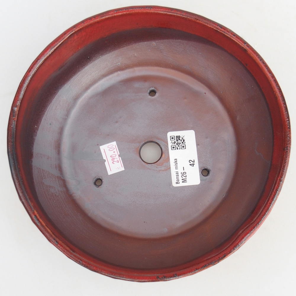 Keramická bonsajová miska 18 x 18 x 5,5 cm, farba červená