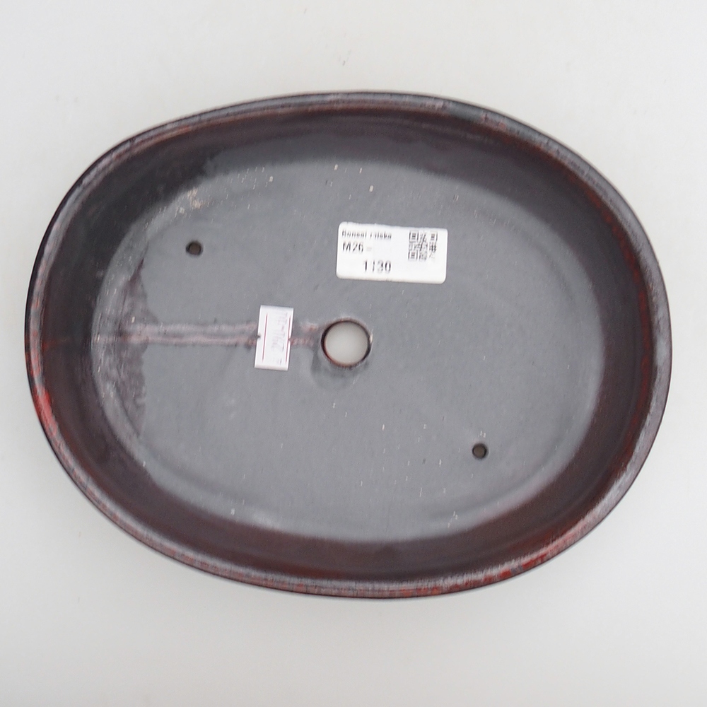 Keramická bonsajová miska 21,5 x 17 x 5 cm, farba červeno-čierna