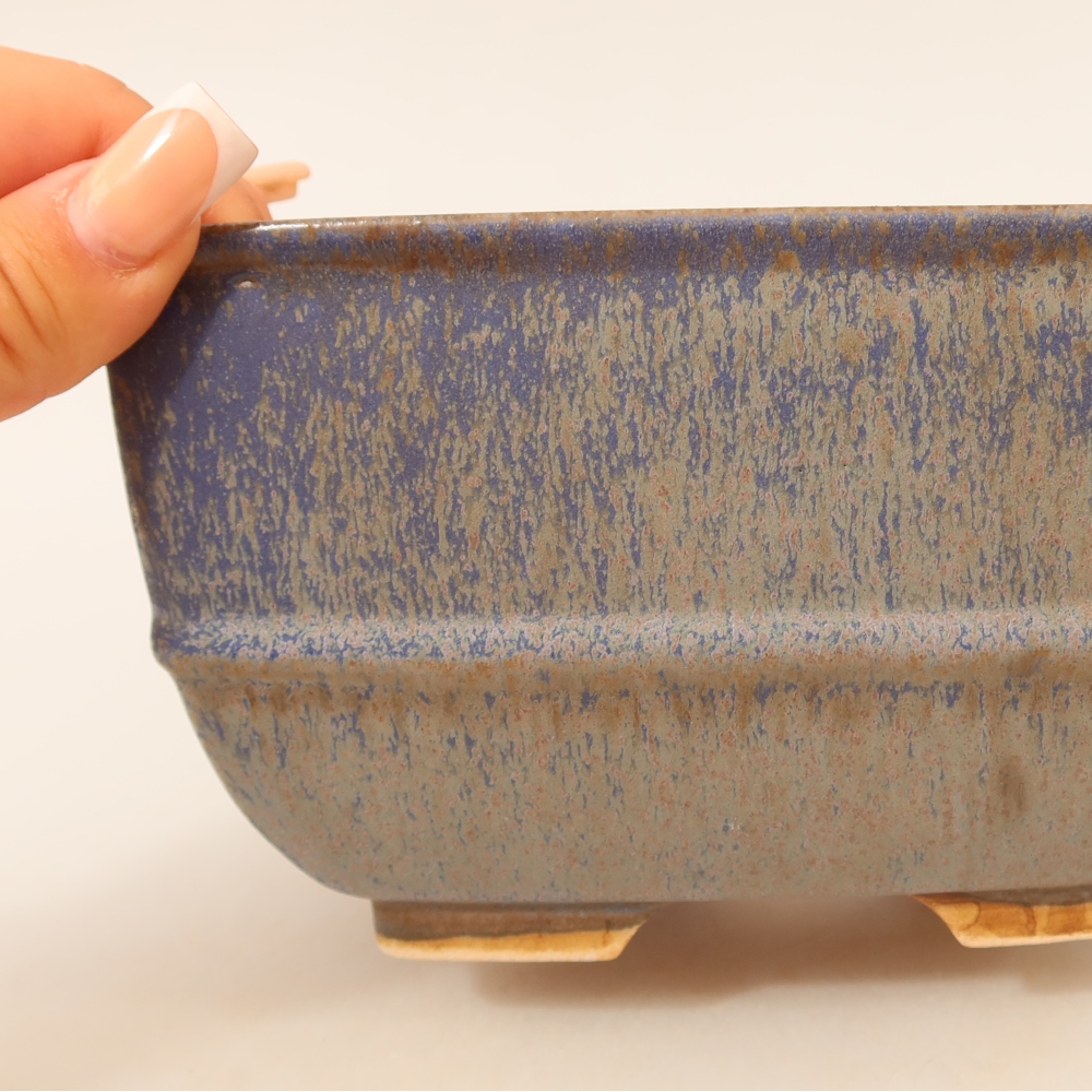 Keramická miska na bonsai 16,5 x 16,5 x 9,5 cm, farba modrá