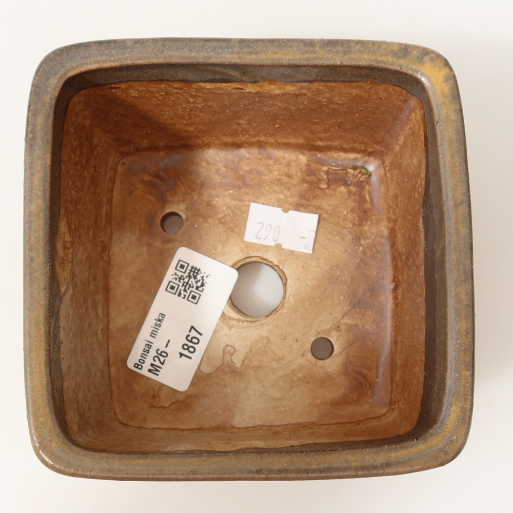 Keramická miska na bonsai 10,5 x 10,5 x 7 cm, farba hnedá