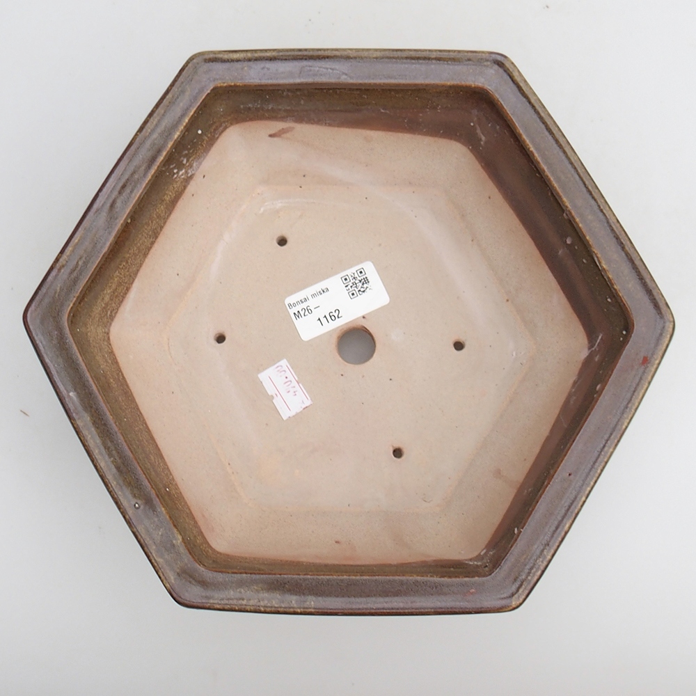 Keramická miska na bonsaje 23 x 21 x 7,5 cm, zeleno-hnedá