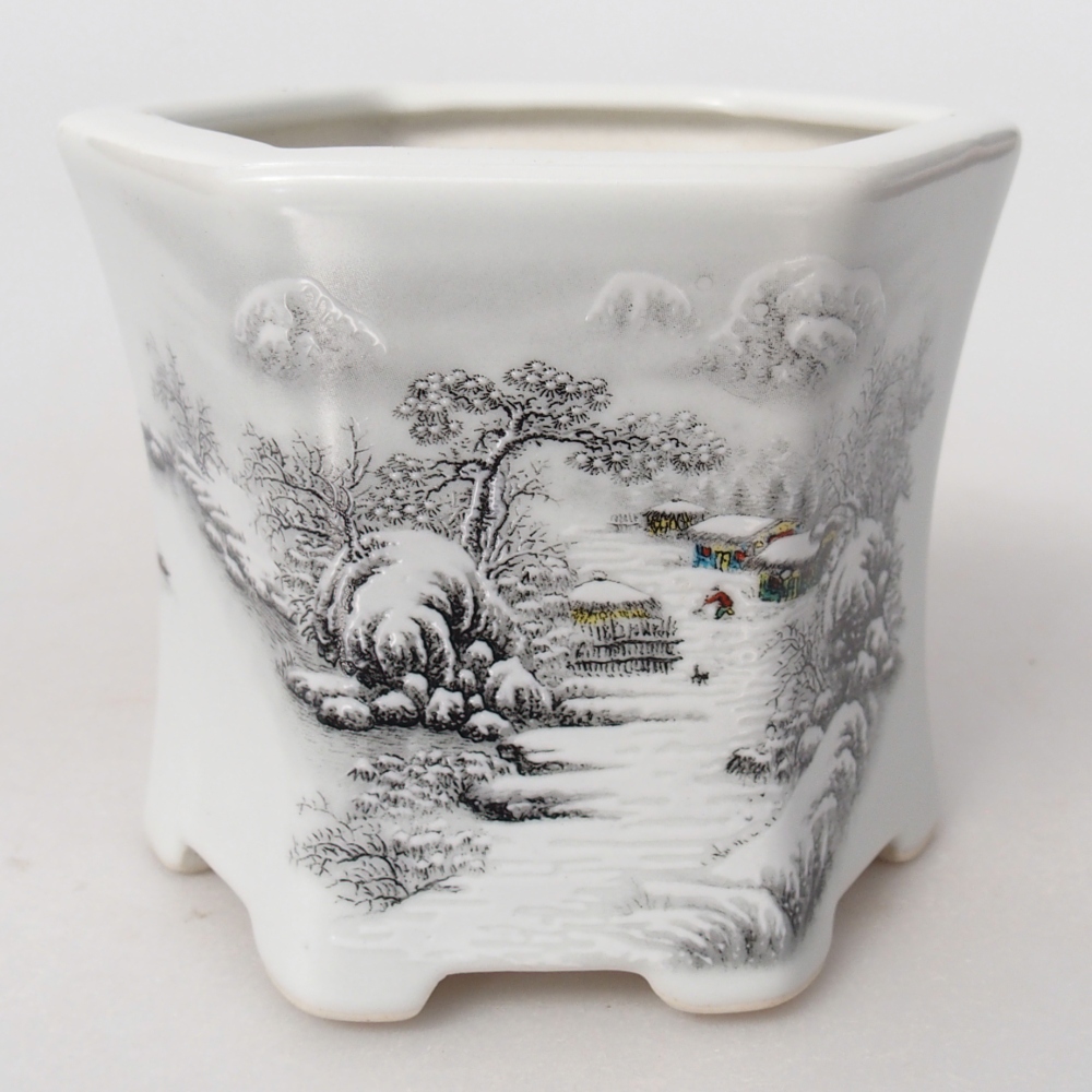 Keramická miska na bonsaje 10,5 x 9,5 x 9 cm, farba biela