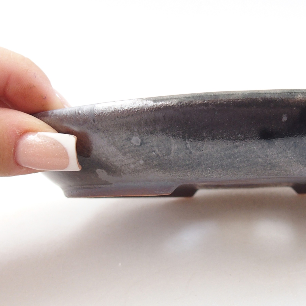 Keramická miska na bonsaje 15,5 x 11 x 2,5 cm, zelená metalíza