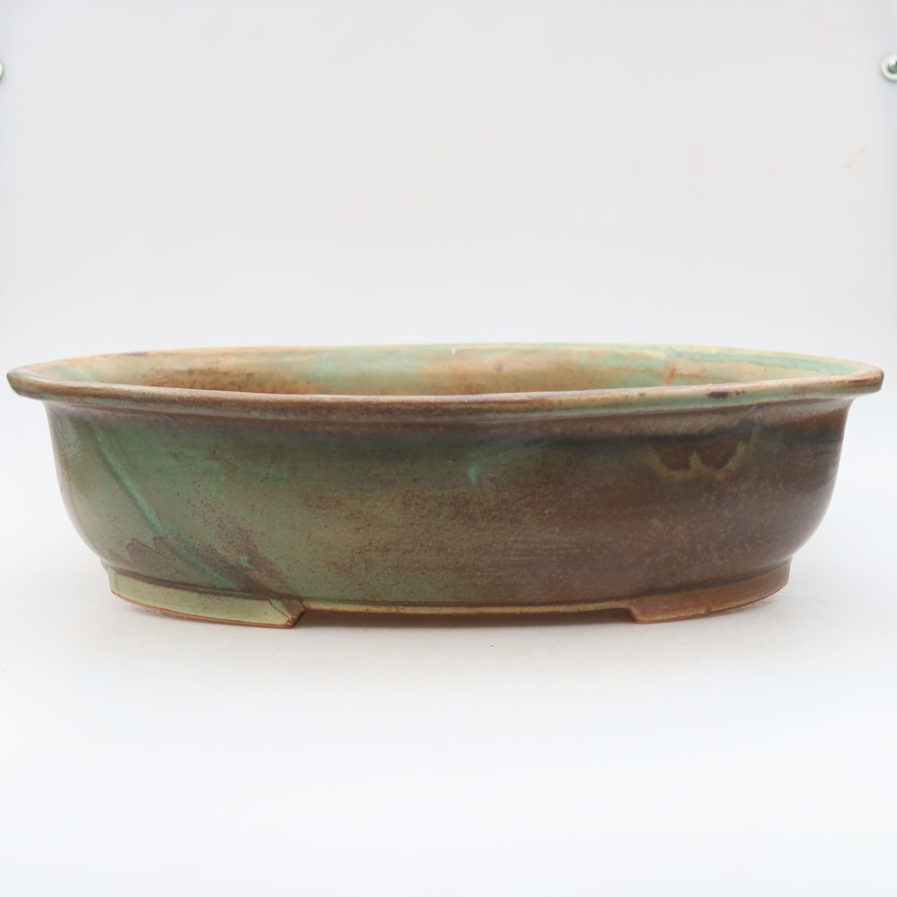 Keramická miska na bonsaje 36 x 28 x 8,5 cm, farba hnedozelená