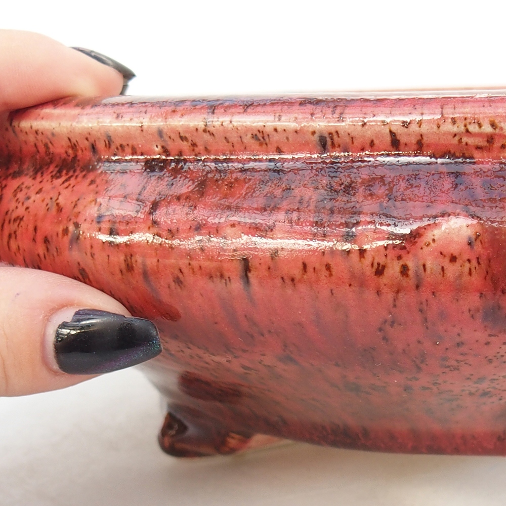 Keramická bonsajová miska 25 x 25 x 7,5 cm, farba červená