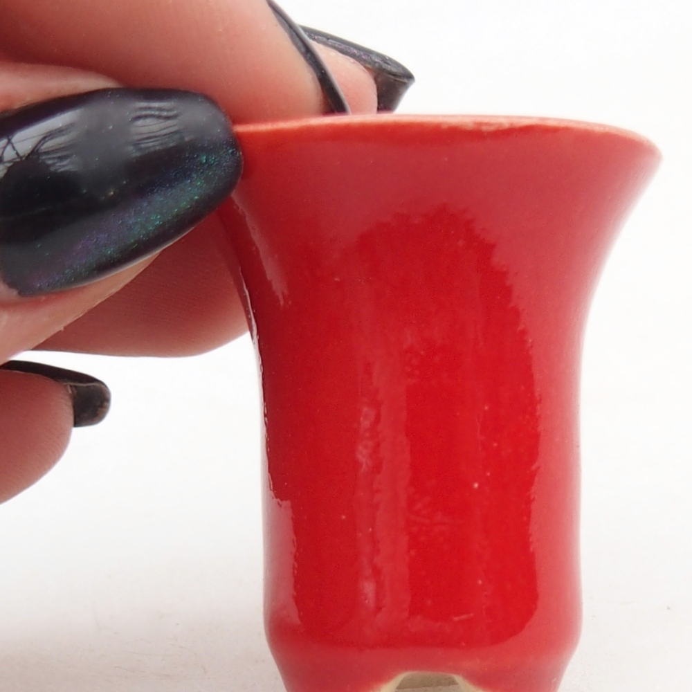 Mini bonsajová miska 3 x 3 x 3,5 cm, farba červená