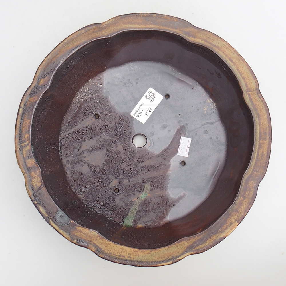 Keramická miska na bonsaje 26 x 26 x 8 cm, hnedá