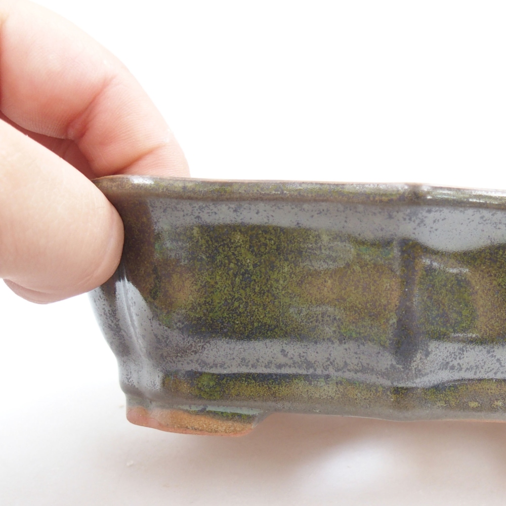 Keramická bonsai miska 15,5 x 11 x 4,5 cm, farba zelená