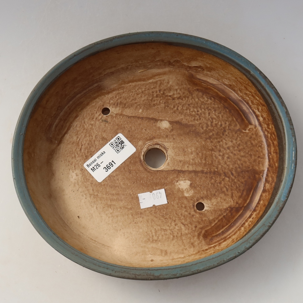 Keramická miska na bonsaje 21 x 19 x 4,5 cm, farba modrá