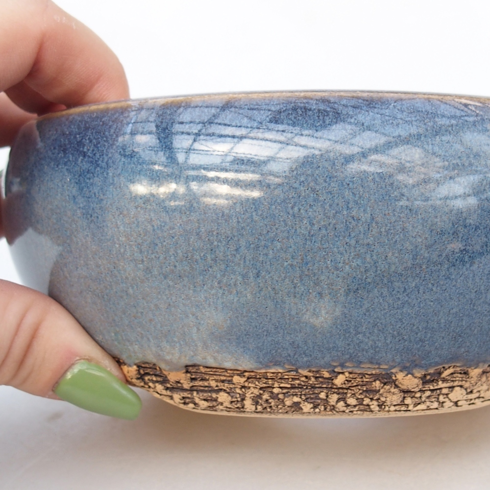 Keramická miska na bonsaje 14,5 x 14,5 x 6 cm, farba modrá