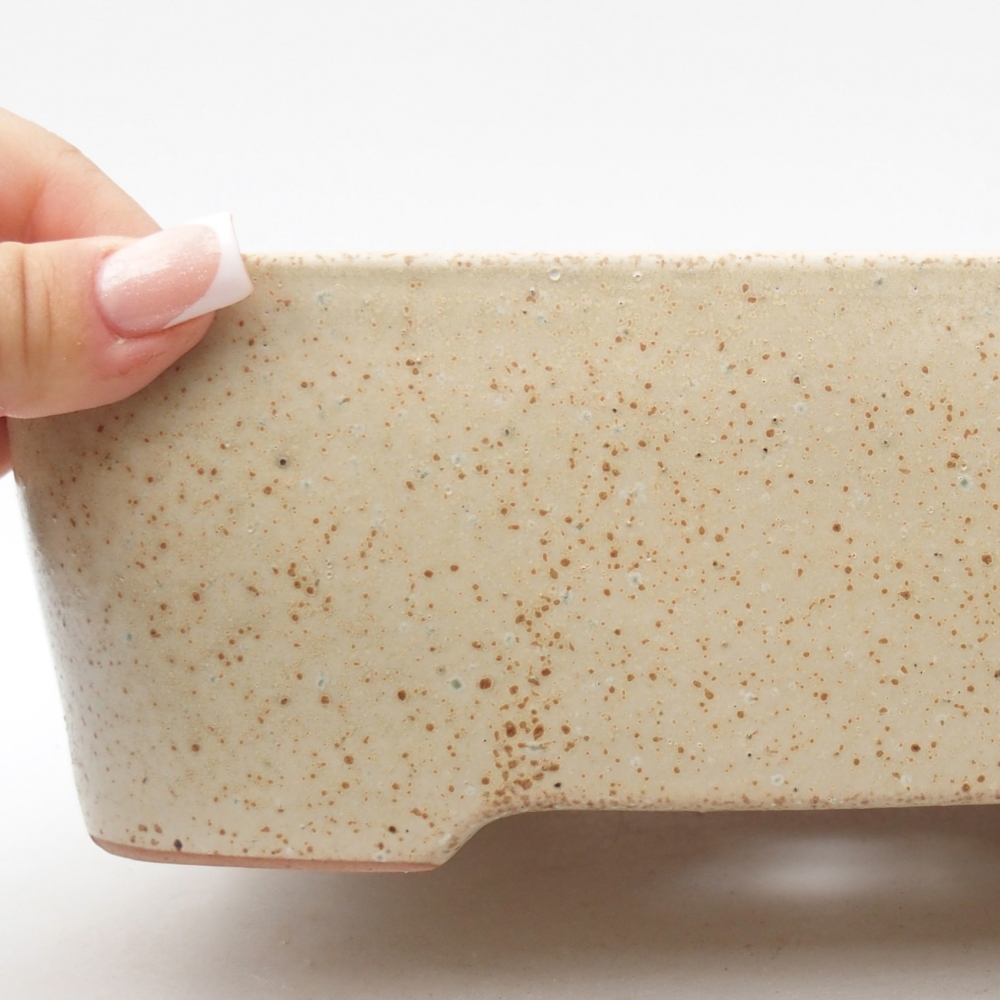 Keramická bonsajová miska 23 x 18 x 7,5 cm, farba béžová