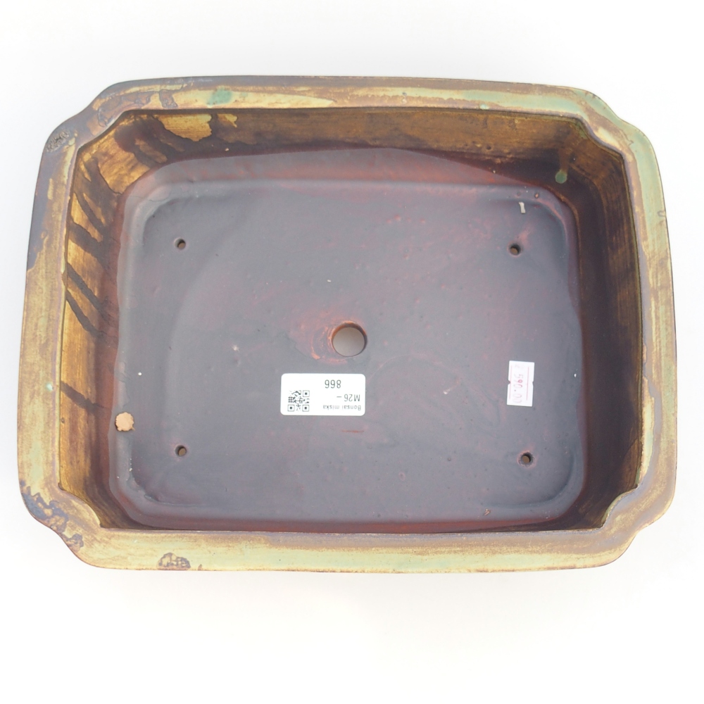 Keramická miska na bonsaje 28 x 22,5 x 7 cm, zeleno-hnedá