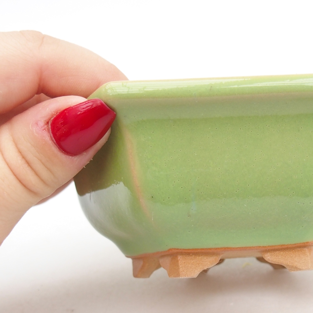 Keramická miska na bonsaje 12 x 10,5 x 4,5 cm, zelená