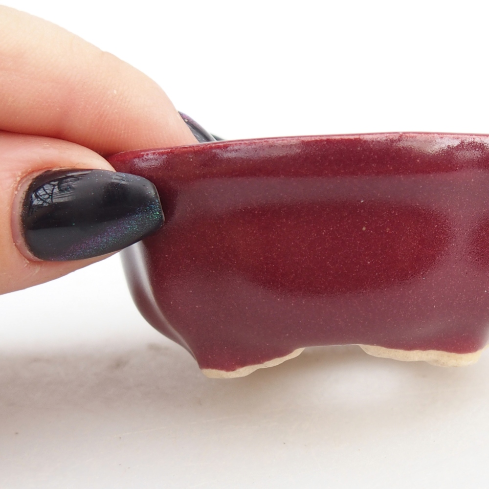 Mini bonsajová miska 6,5 x 6,5 x 3 cm, bordová