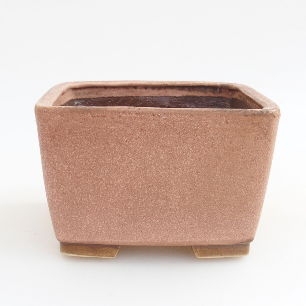 Keramická bonsai miska 12 x 12 x 8 cm, farba ružová