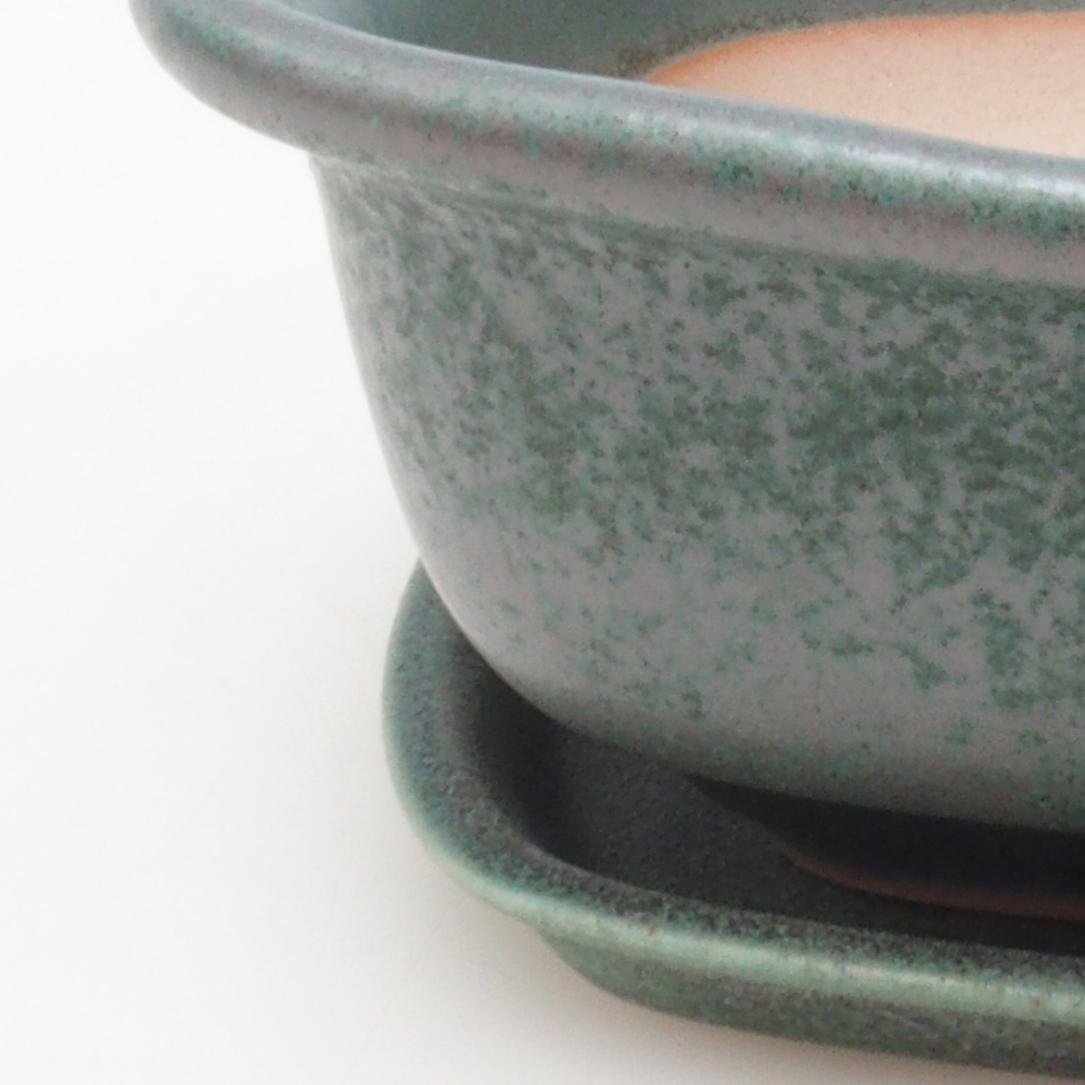 Bonsai miska + podmiska H08 – 25 x 19,5 x 6 cm. - zelená