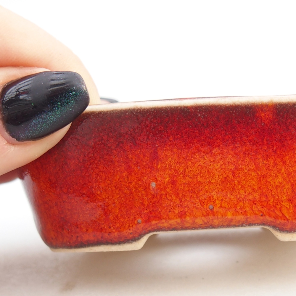 Mini bonsajová miska 6 x 6 x 2,5 cm, farba červená