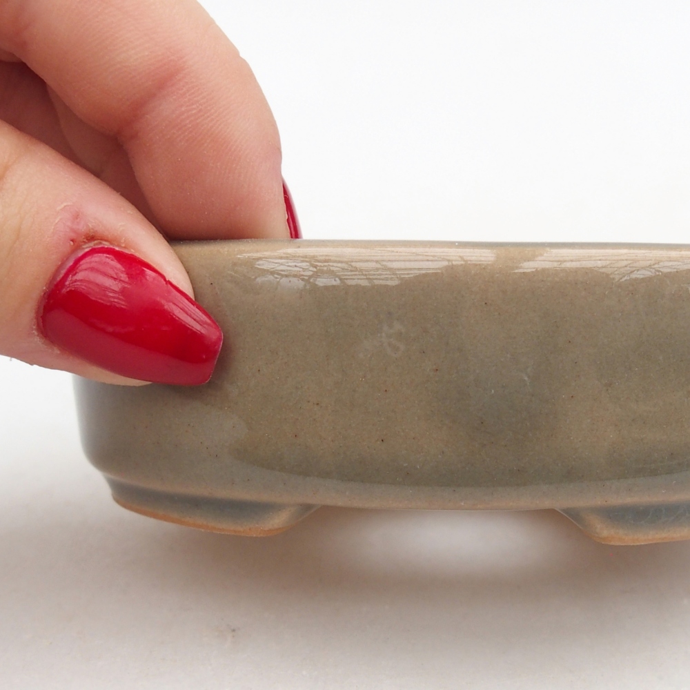 Keramická miska na bonsaje 9,5 x 8 x 3 cm, sivá