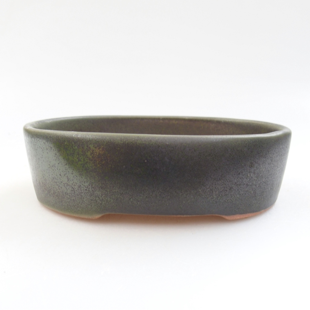 Keramická bonsai miska 13 x 10 x 4 cm, farba zelená