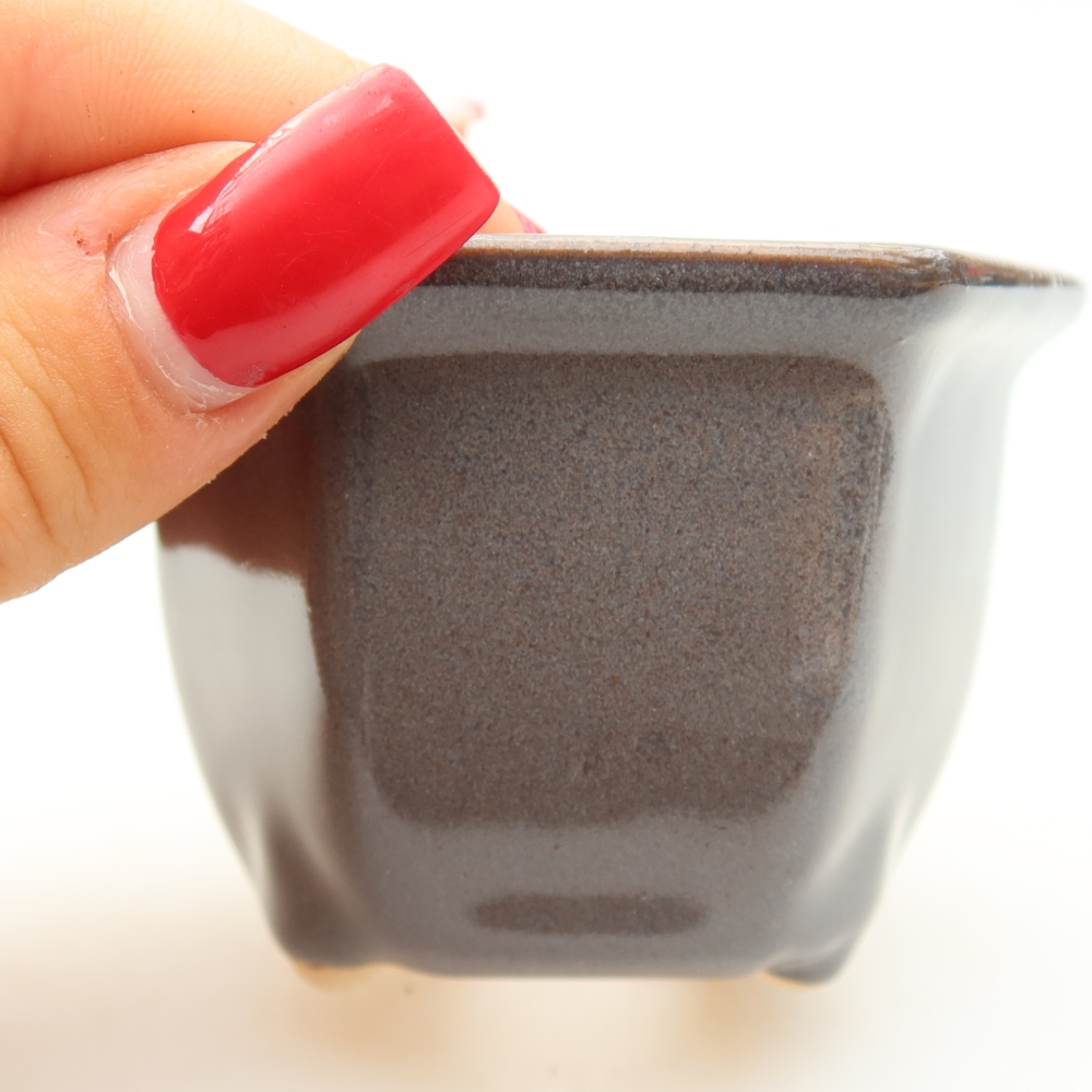 Keramická miska na bonsaje 7 x 6,5 x 5 cm, farba sivá