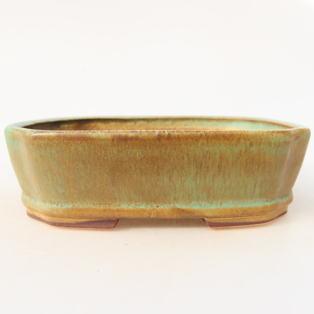Keramická miska na bonsaje 17,5 x 14,5 x 5 cm, farba zelená