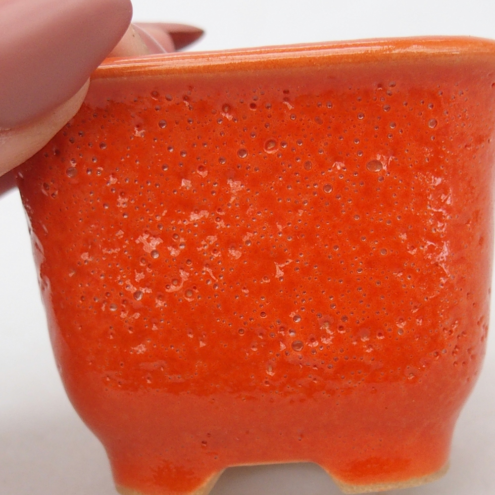 Keramická miska na bonsaje 6,5 x 6,5 x 5 cm, oranžová