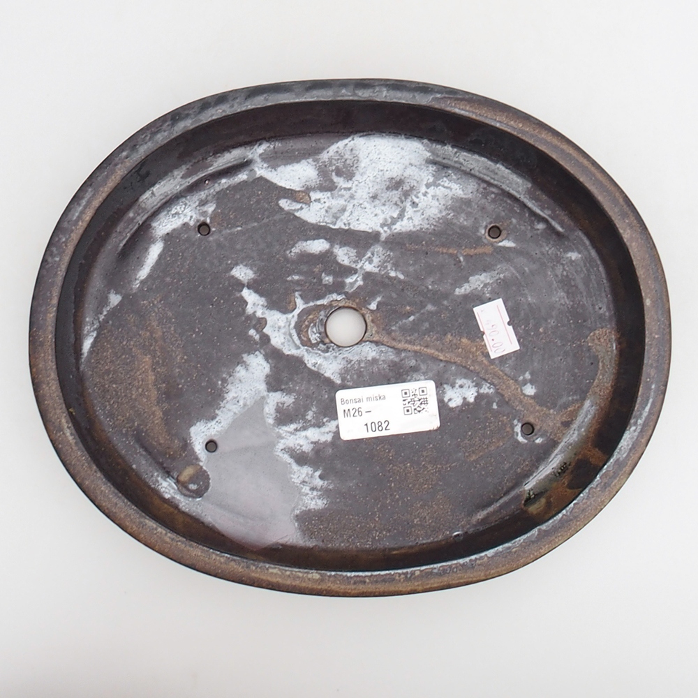 Keramická miska na bonsaje 24 x 19,5 x 4 cm, čierno-hnedá