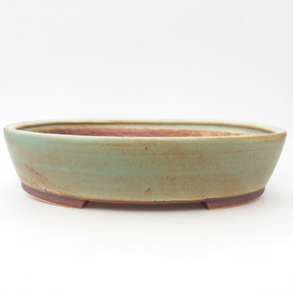 Keramická bonsajová miska 28 x 24,5 x 6 cm, zelená