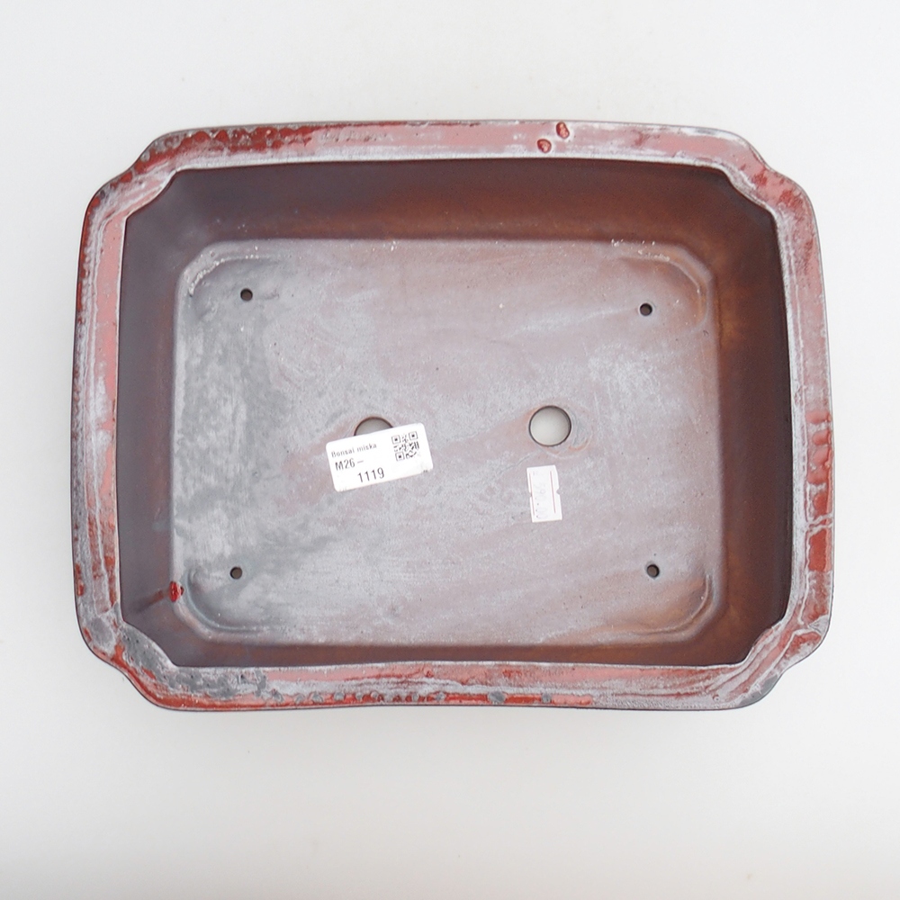 Keramická bonsajová miska 27 x 21 x 7 cm, farba červená