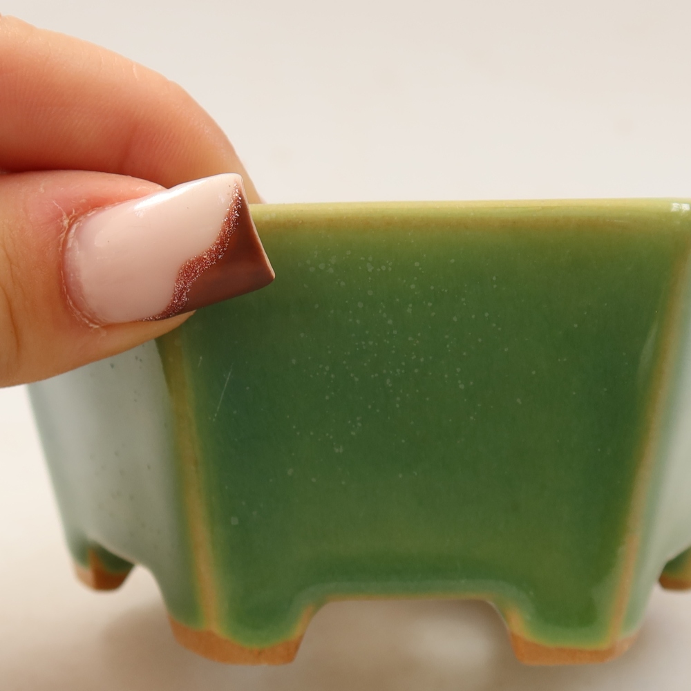 Keramická miska na bonsaje 10 x 9 x 5 cm, farba zelená