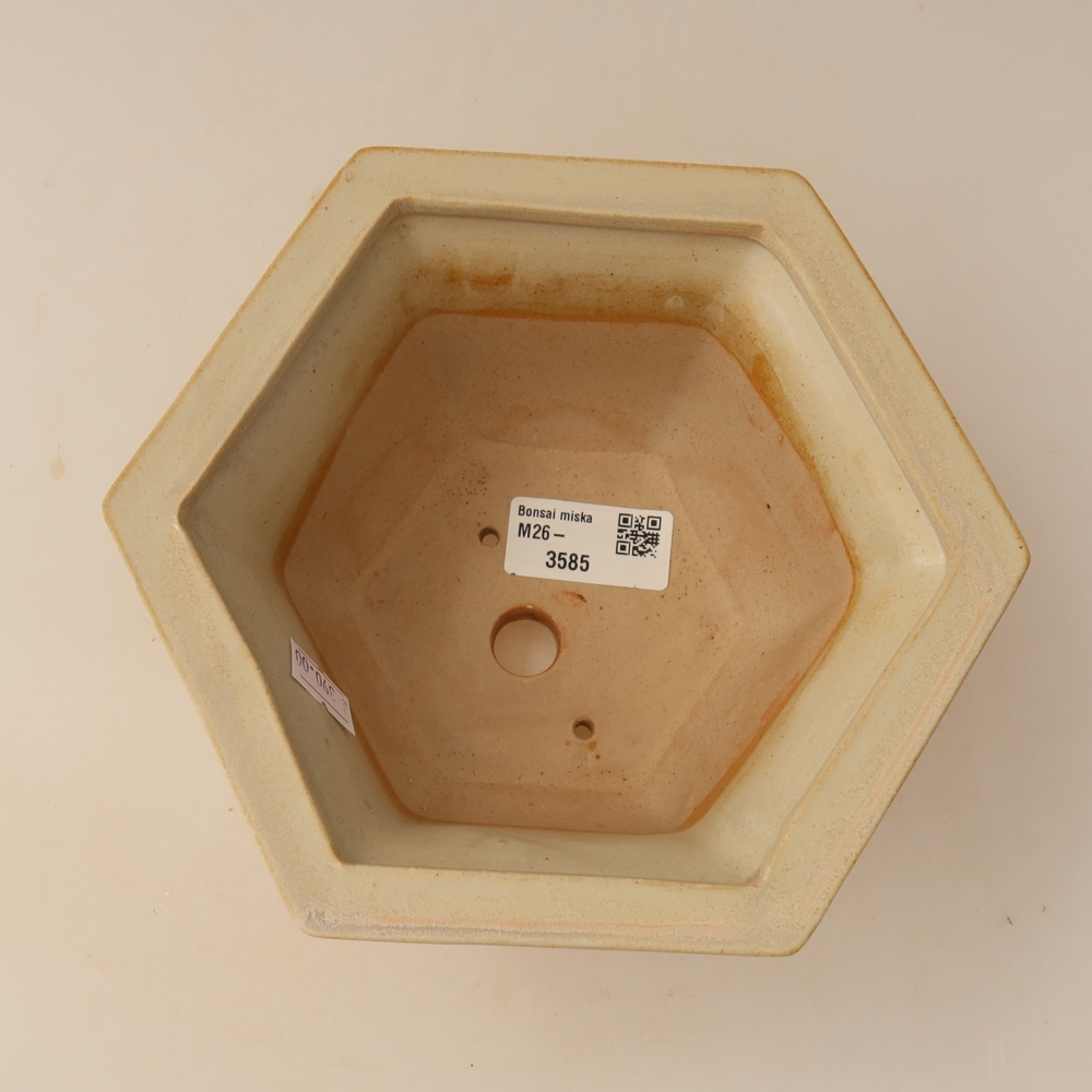 Keramická miska na bonsaje 18,5 x 16,5 x 9 cm, farba béžová