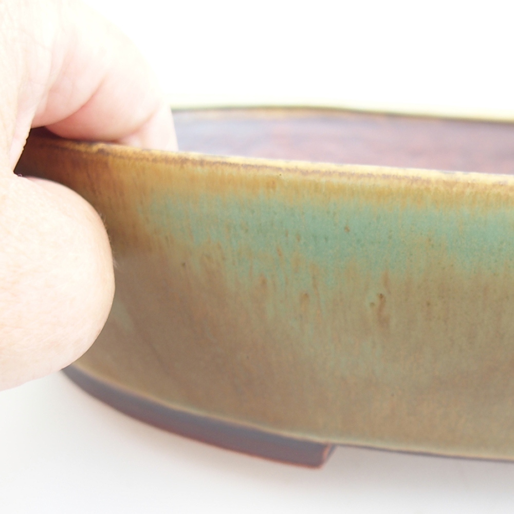 Keramická miska na bonsaje 31 x 26,5 x 6 cm, zelená