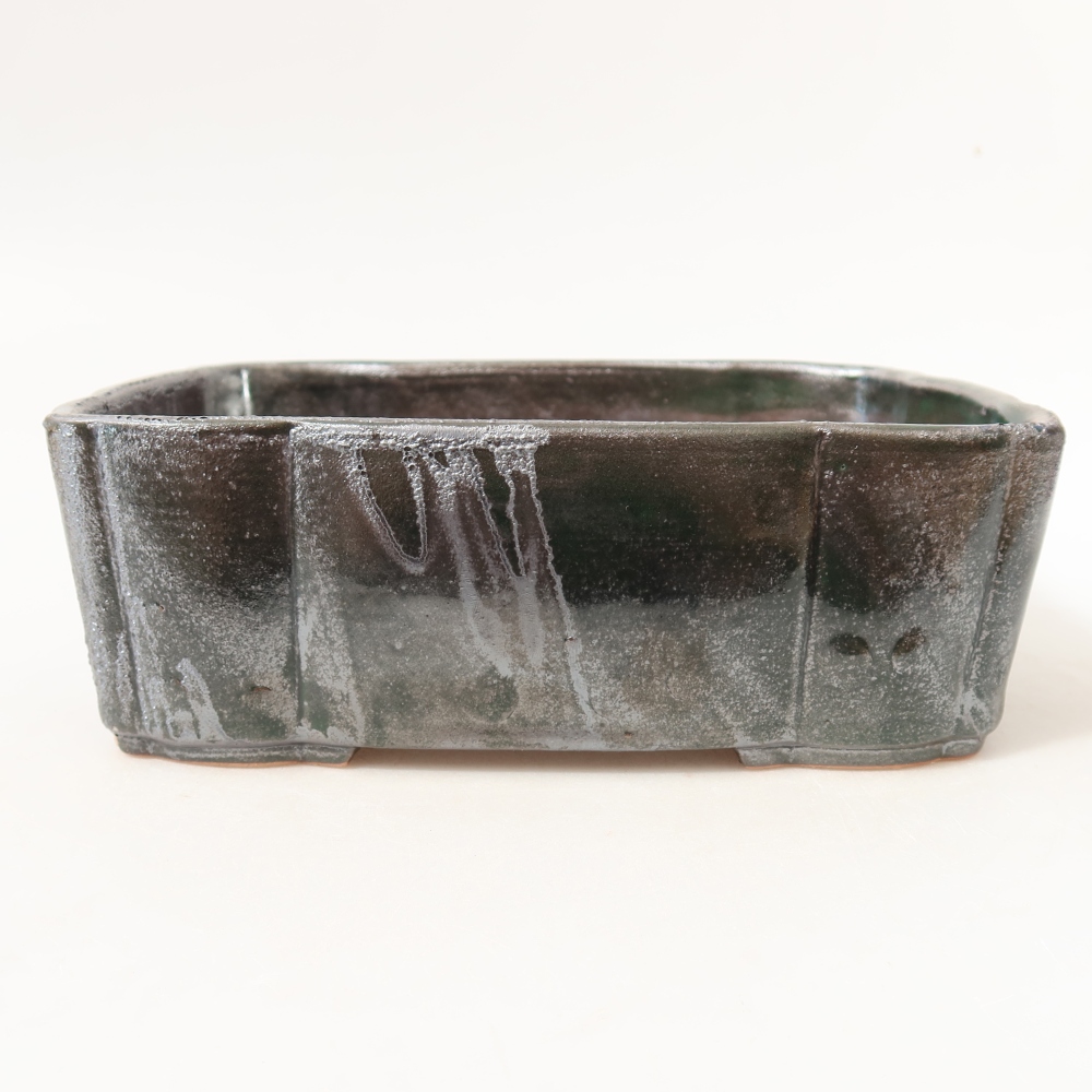 Keramická miska na bonsai 20,5 x 17,5 x 7 cm, farba: kovovo-zelená