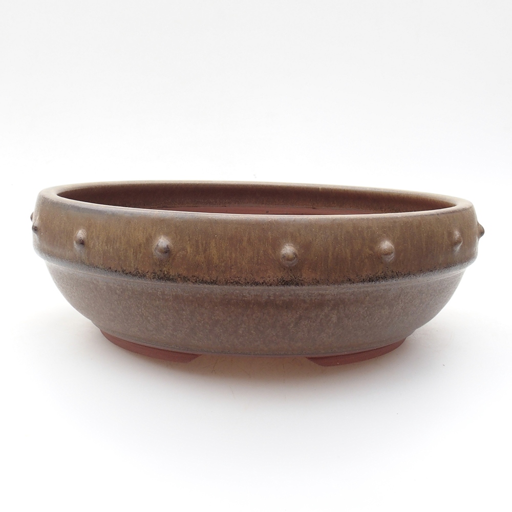Keramická bonsai miska 19,5 x 19,5 x 6,5 cm, farba hnedá