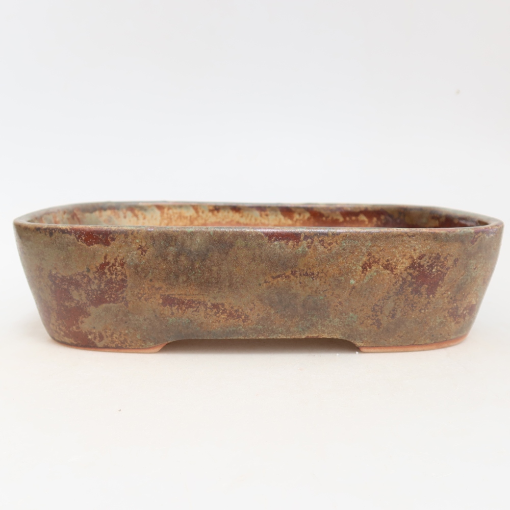Keramická miska na bonsaje 23 x 18 x 5,5 cm, farba hnedozelená