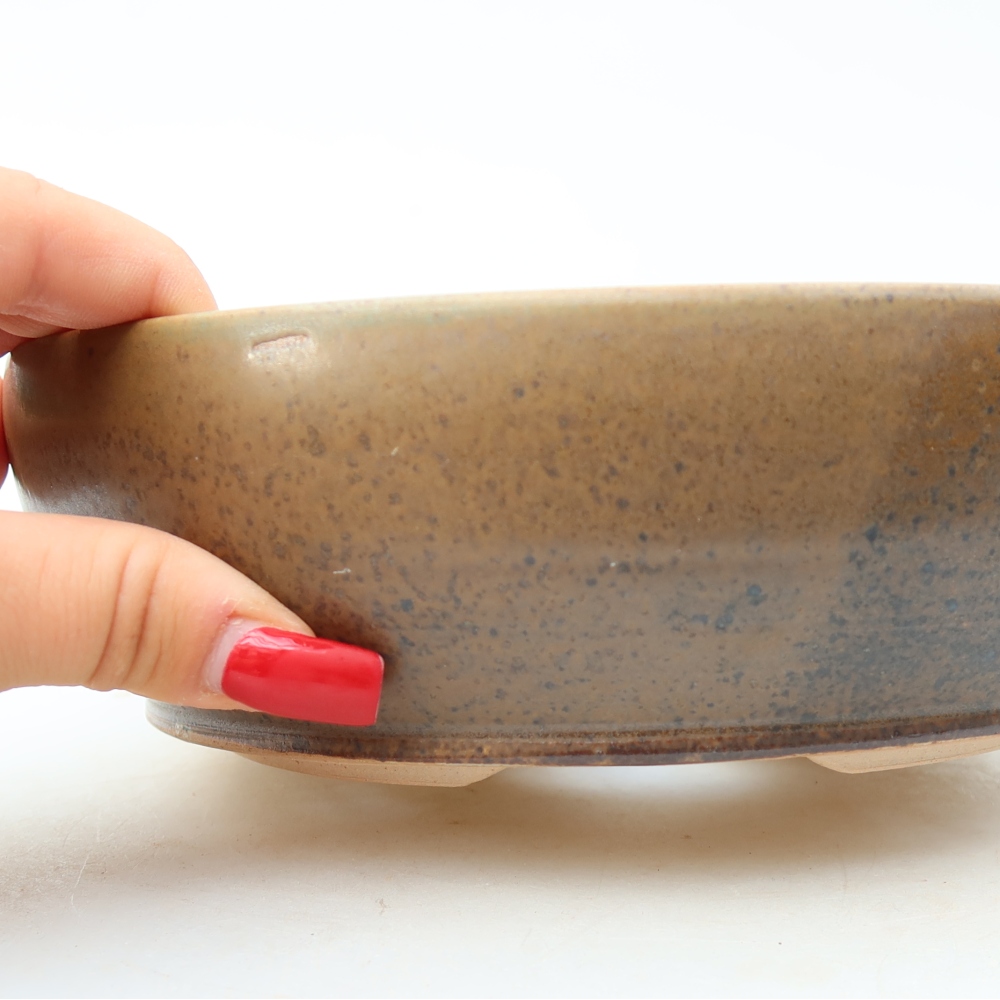 Keramická miska na bonsaje 19,5 × 19,5 × 6,5 cm, farba hnedá