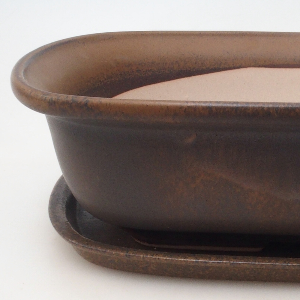 Bonsai miska + podmiska H10 – 37 x 28 x 9 cm. - hnedá