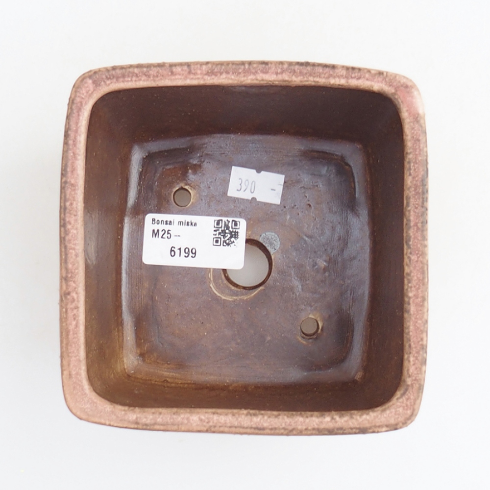 Keramická bonsai miska 12 x 12 x 8 cm, farba ružová