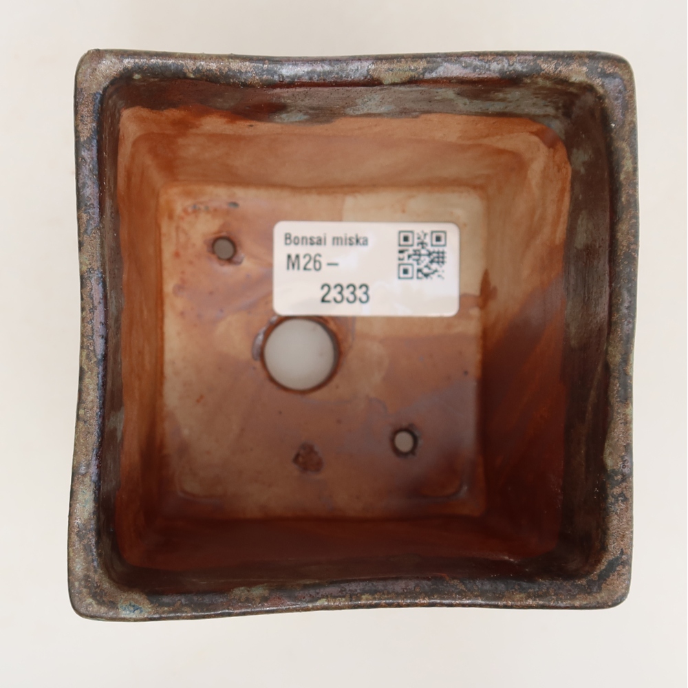 Keramická miska na bonsaje 8,5 x 8,5 x 9 cm, farba hnedá