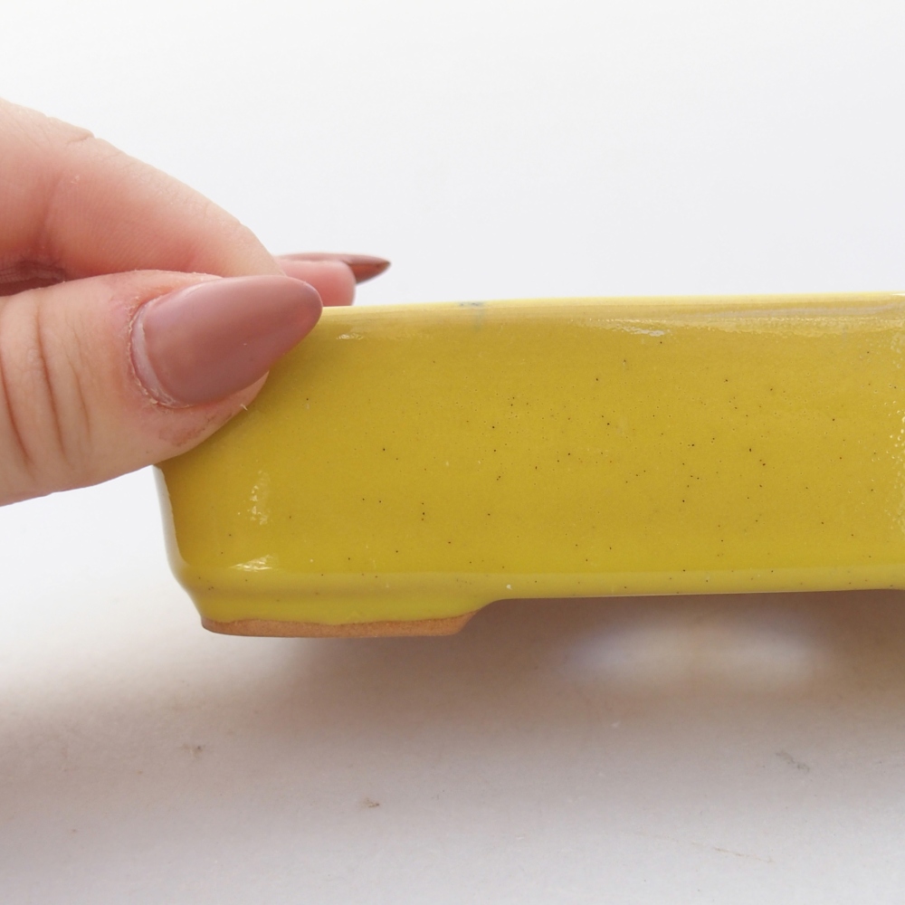 Keramická bonsajová miska 13 x 9,5 x 3,5 cm, žltá