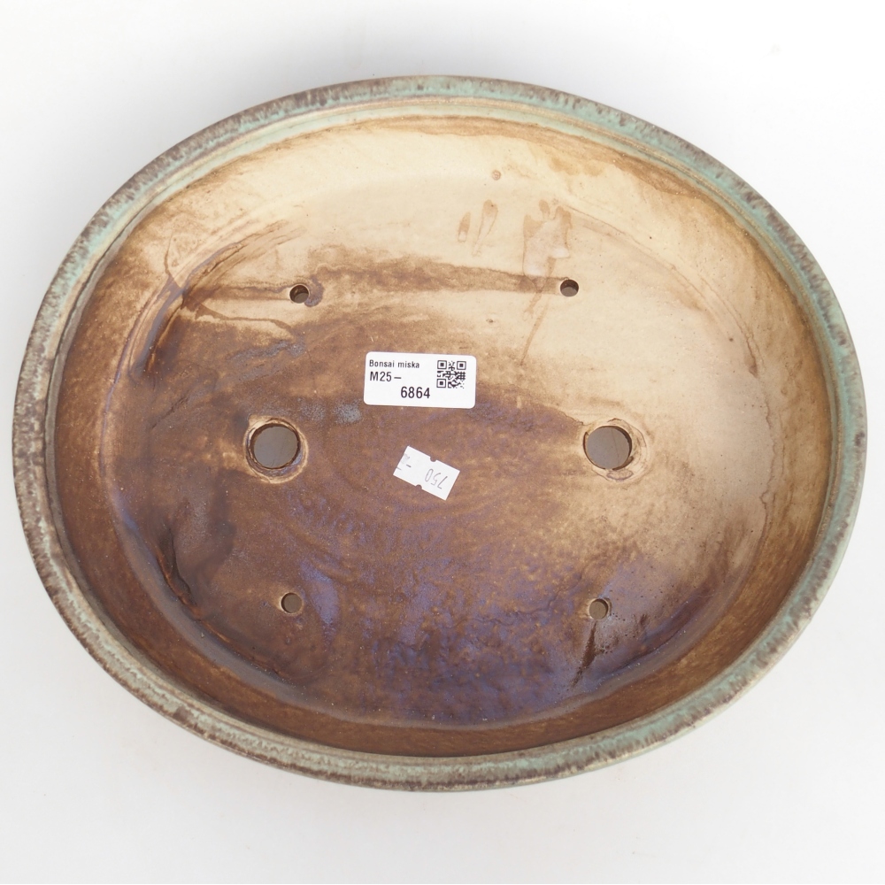 Keramická bonsajová miska 28 x 24 x 6 cm, zelená