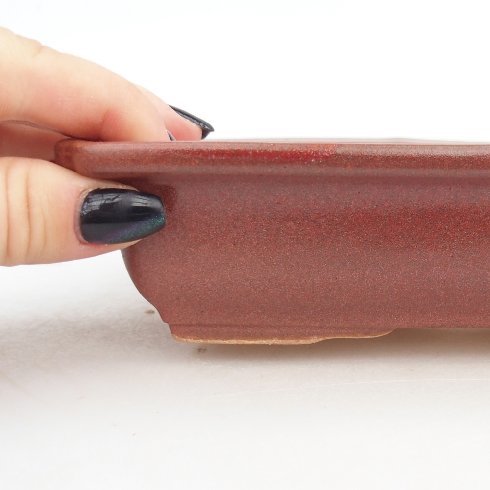 Keramická miska na bonsaje 18 x 13,5 x 4,5 cm, bordová