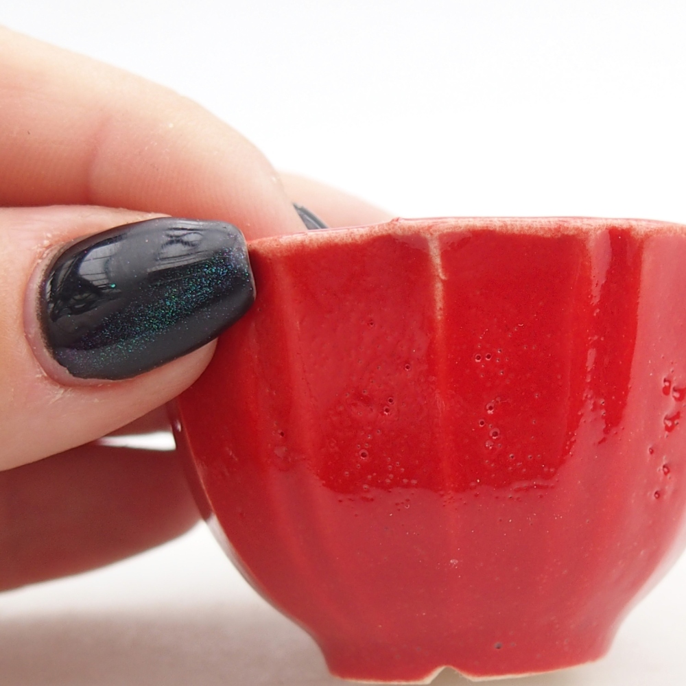 Mini bonsajová miska 5,5 x 5,5 x 3,5 cm, farba červená