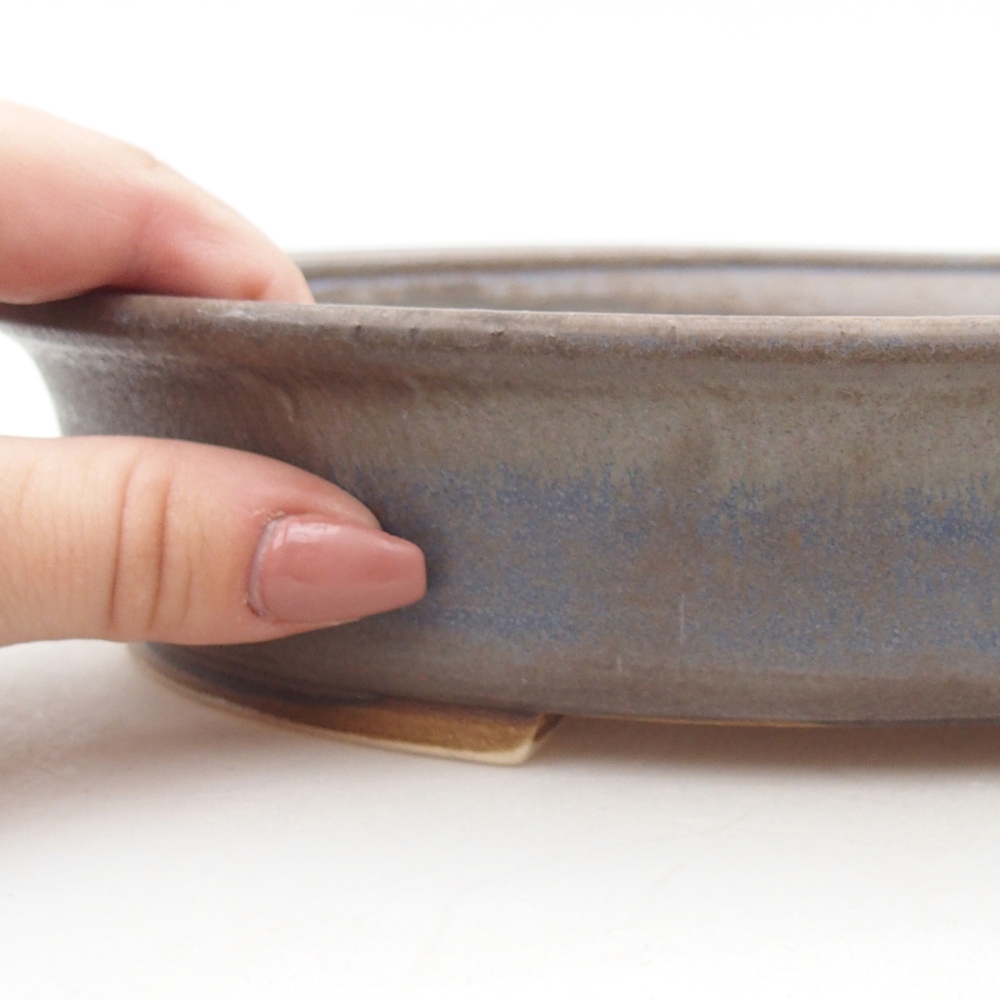 Keramická bonsajová miska 24 x 21 x 5 cm, farba modrá