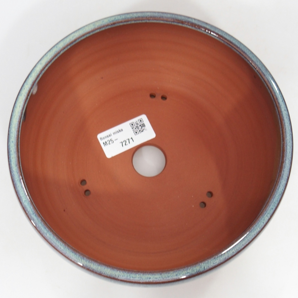 Keramická miska na bonsaje 18 x 18 x 7 cm, modrozelená