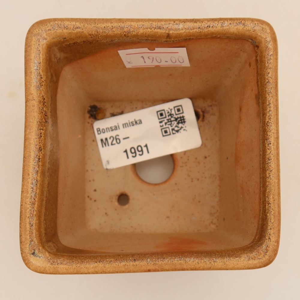 Keramická miska na bonsai 7,5 x 7,5 x 6,5 cm, farba béžová