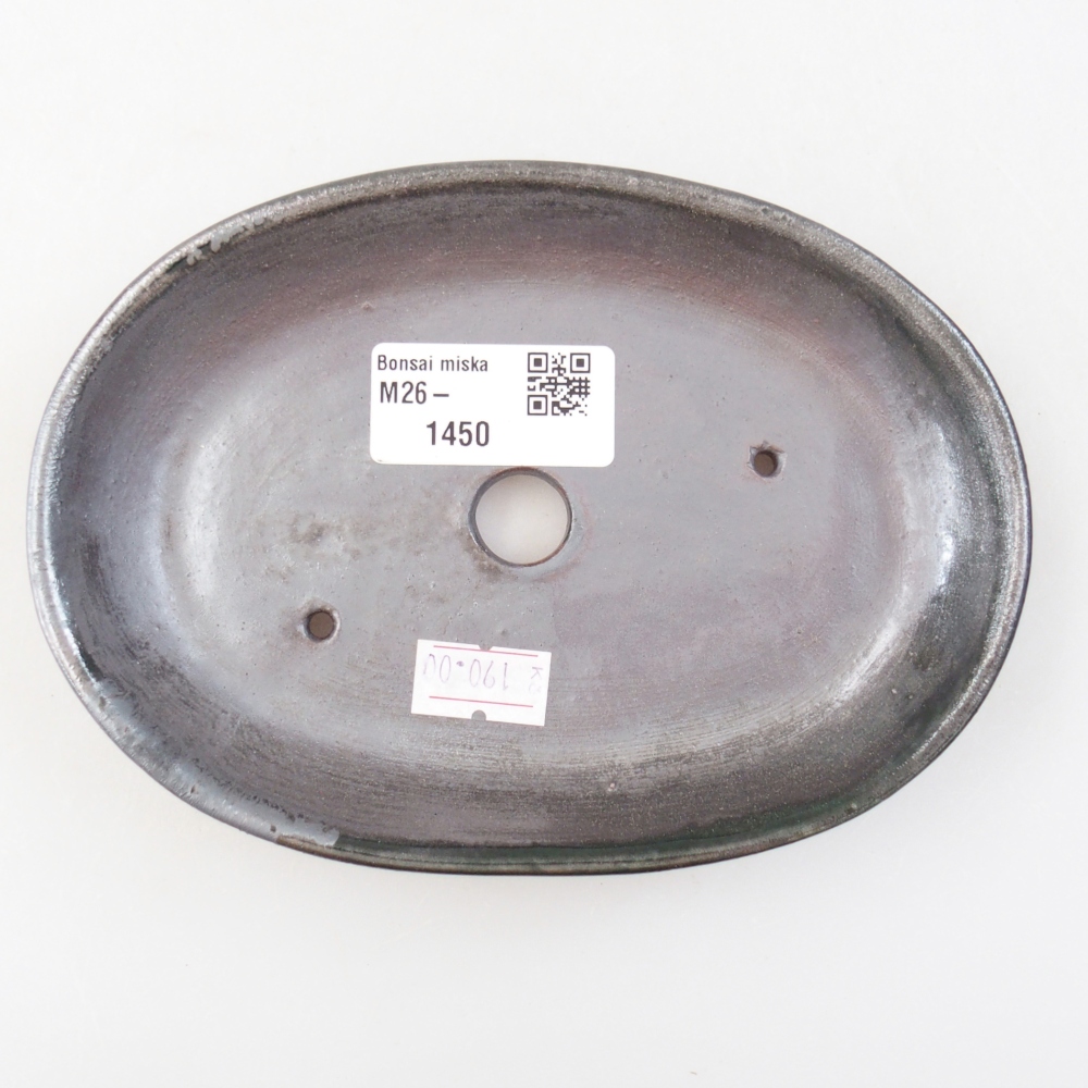 Keramická miska na bonsaje 15,5 x 11 x 2,5 cm, zelená metalíza