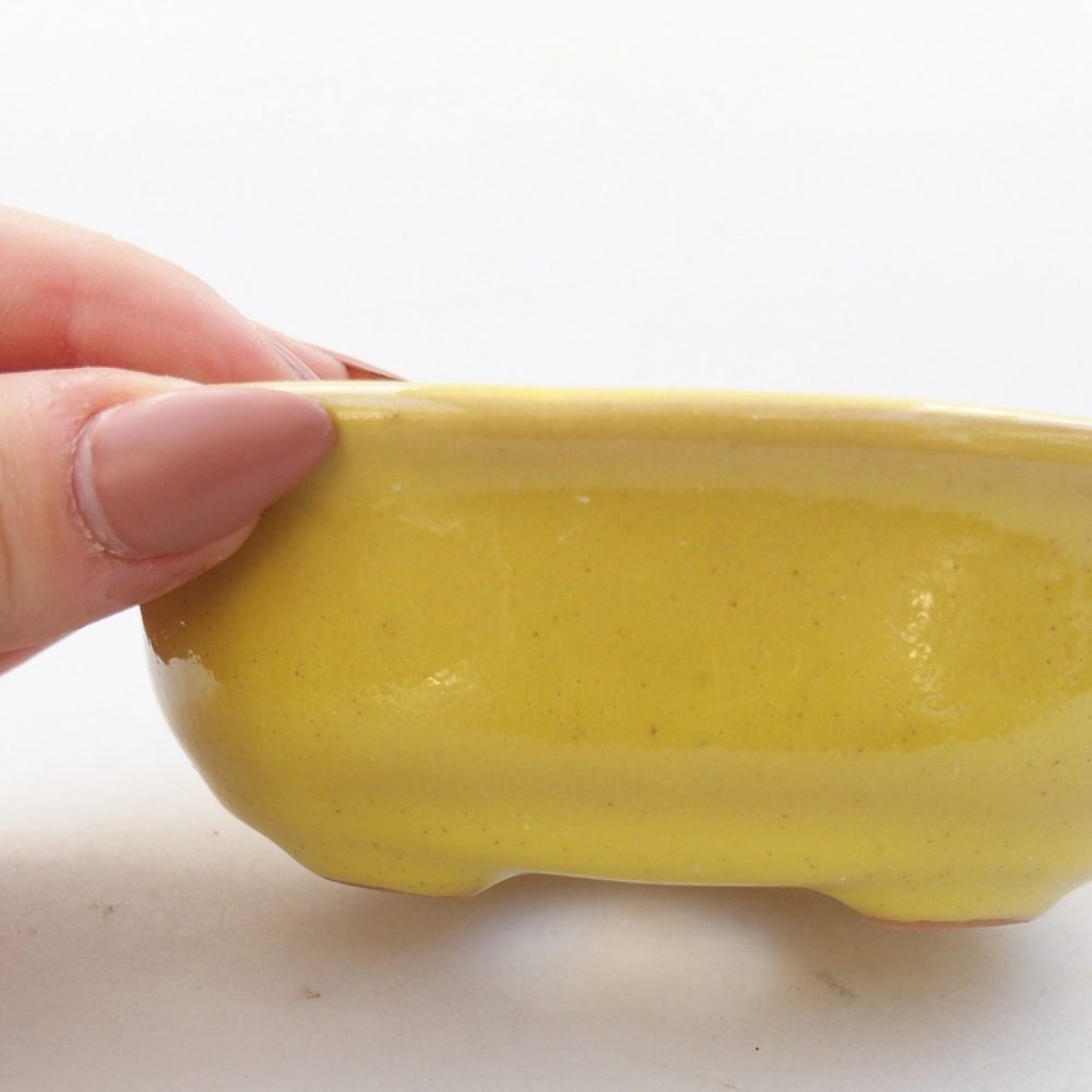 Keramická miska na bonsaje 11 x 9 x 4 cm, žltá